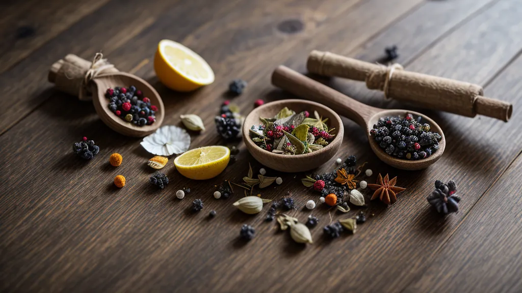 Botánicos frescos y copa de gin tonic de autor con técnicas básicas de coctelería