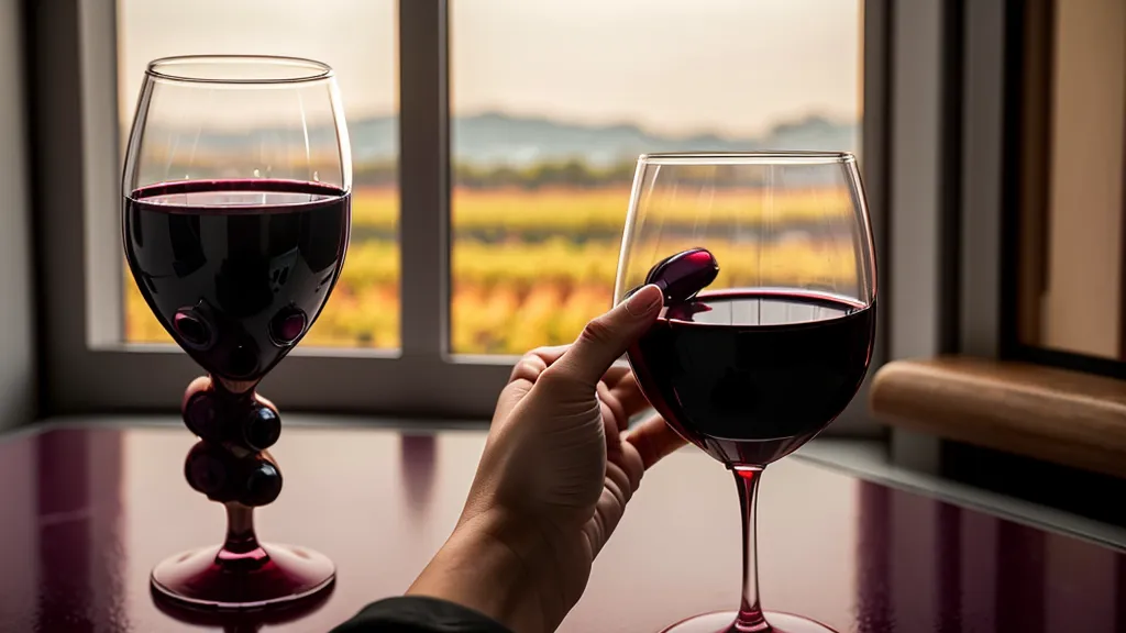 Copa de vino tinto servida para revisar si tiene vino picado o defectos del vino