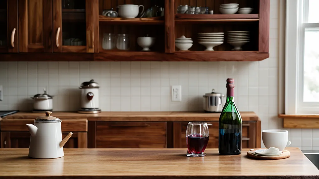 Pasos para crear recetas de coctelería de autor originales desde casa: cuaderno y botellas en una cocina de Montevideo